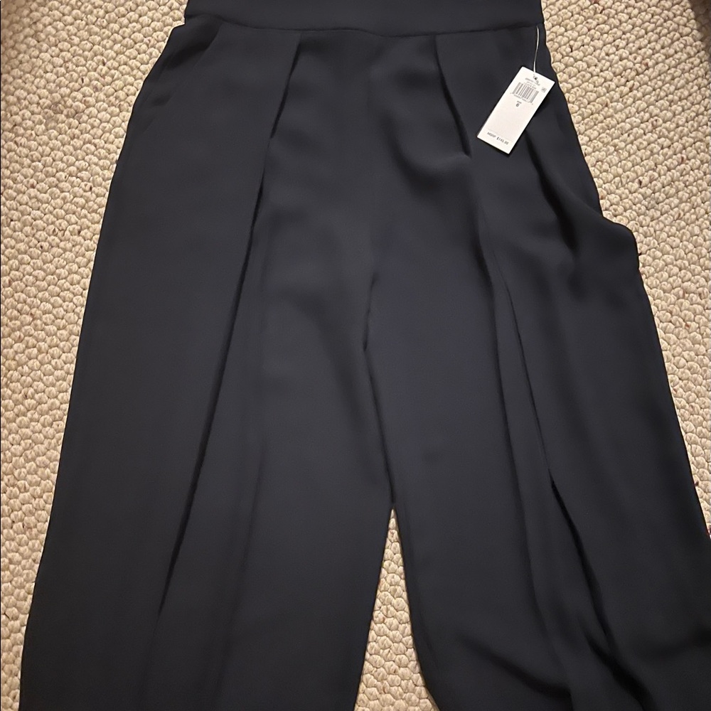 Lauren Ralph Lauren cropped wide leg pants with front pleat, size 6, Lauren navy